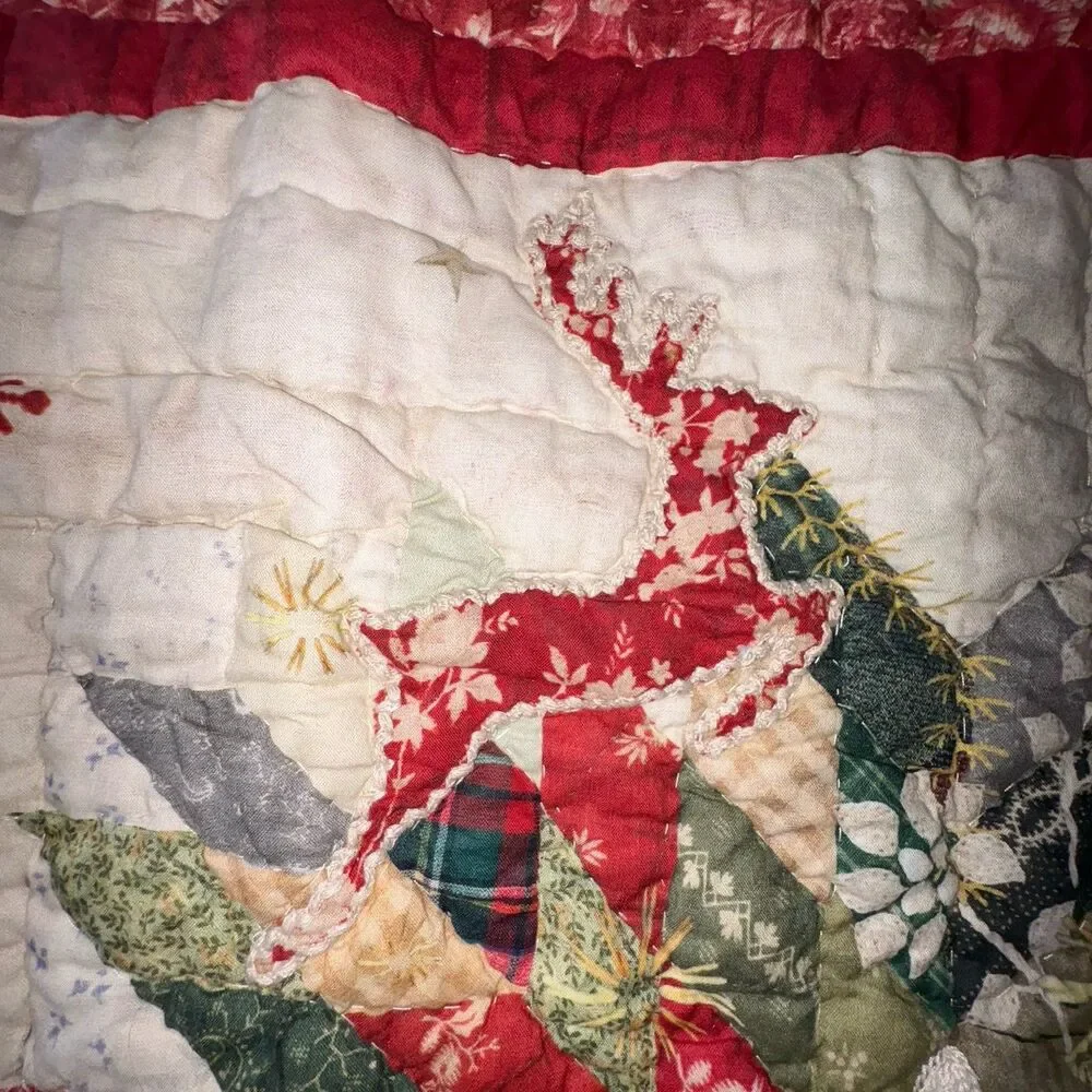 Pottery Barn Winter Wreath Quilted Euro Pillow Sham Christmas Embroidered 26x26